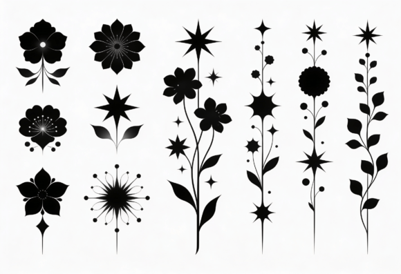 Black Floral Starburst Stem SVG Clipart Review