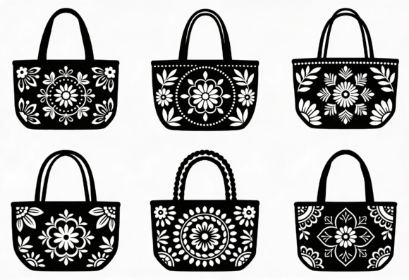 Black Floral Tote Bag SVG Cut File Review
