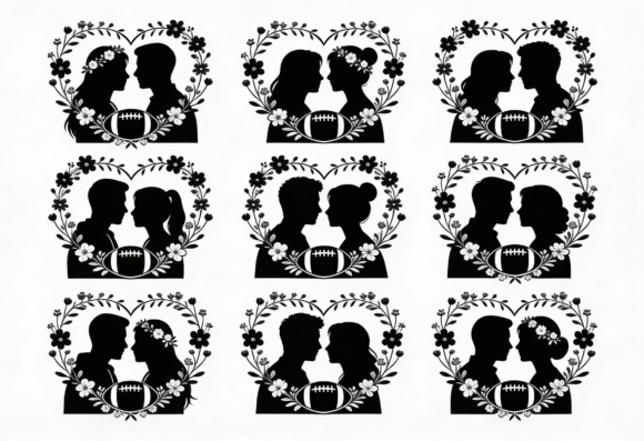 Couple Silhouette SVG Heart Floral Review
