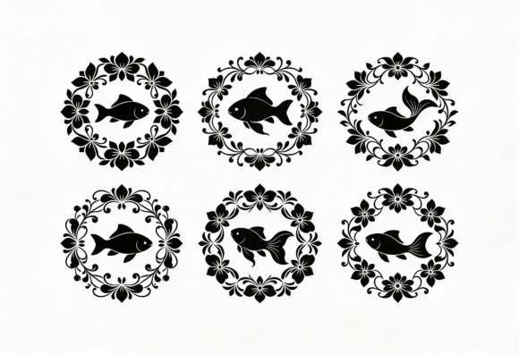 Fish Floral Wreath Clipart SVG Review