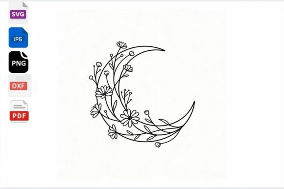 Floral Crescent Moon SVG Cut File: A Designer's Review