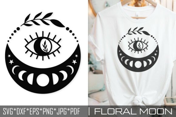 Floral Moon Eye SVG Witchy Moon Phases