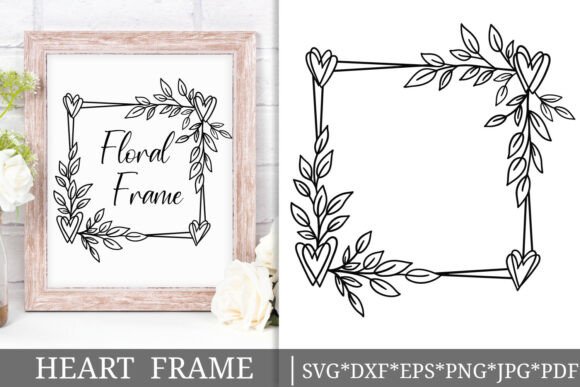 Heart Corner Floral Square Frame SVG Review