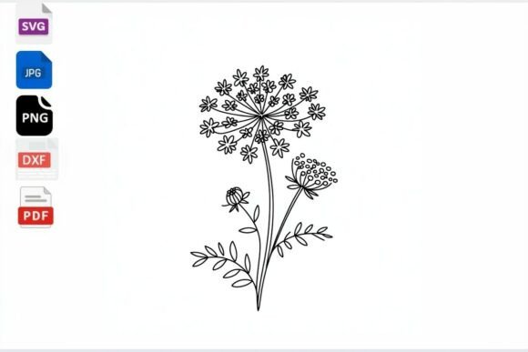 Wildflower Outline SVG Clipart Floral Review
